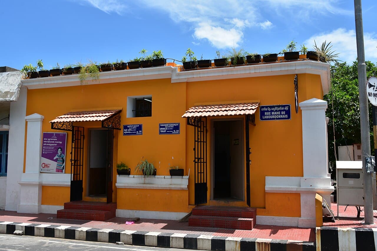 Une façade du quartier historique de Pondichéry